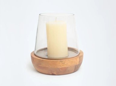 PORTAVELA MAISON LINETT MADERA Y VIDRIO 24 CM - 2