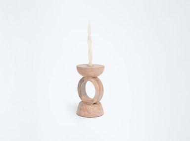 PORTAVELAS MAISON LINETT CIRCULO MADERA BEIGE - 2