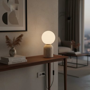 LÁMPARA DE MESA RIPLEY HOME WHITE WASH 15x15 CM