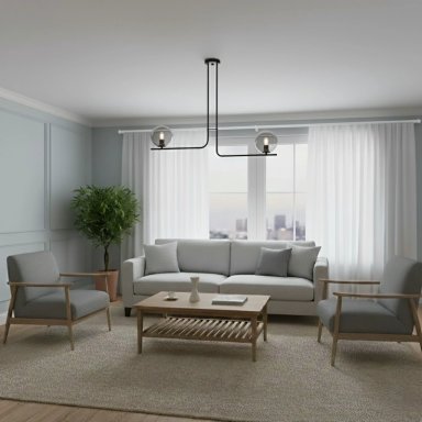 LÁMPARA DE TECHO RIPLEY HOME 2 FOCOS NEGRA 82X109 CM