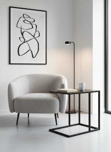 MESA LATERAL RIPLEY HOME NEGRO 30 X 50 CM