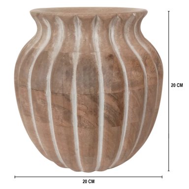 FLORERO MAISON LINETT ACANALADO MADERA 20CM - 3