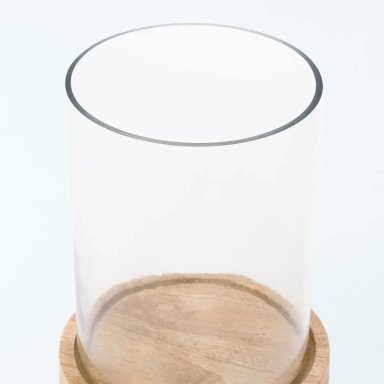 PORTAVELA MAISON LINETT VIDRIO BASE MADERA 23CM MAISON - 2