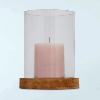 PORTAVELA MAISON LINETT VIDRIO BASE MADERA 23CM MAISON - 3