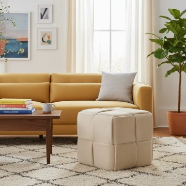 PUFF RIPLEY HOME  POLIÉSTER, MADERA BEIGE