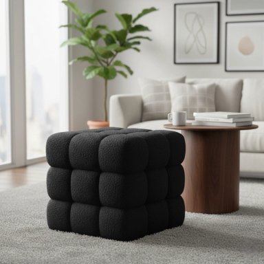 PUFF RIPLEY HOME  POLIÉSTER, MADERA NEGRO