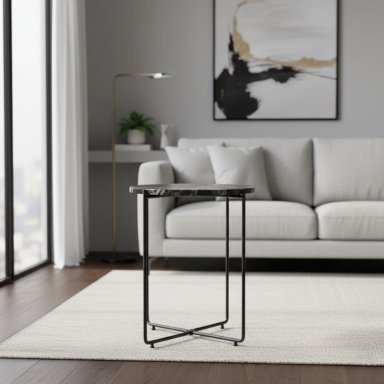 MESA DE APOYO RIPLEY HOME MÁRMOL NEGRA 37 X 37 CM