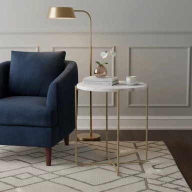 MESA DE APOYO RIPLEY HOME MÁRMOL BLANCA 37 X 37 CM