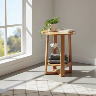 MESA LATERAL RIPLEY HOME DOBLE NATURAL 40 X 50 CM