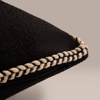 COJIN RIPLEY HOME NEGRO TRENZA BLANCO 45X45 CM - 2