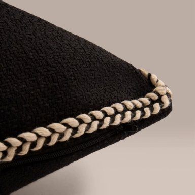 COJIN RIPLEY HOME NEGRO TRENZA BLANCO 45X45 CM - 3