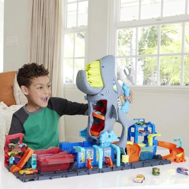 JUGUETE HOT WHEELS CITY LAVADO AUTOS MEGA TIBURON