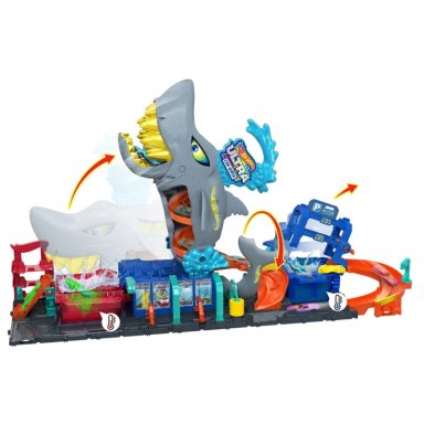 LAVADO DE AUTOS JUGUETE HOT WHEELS CITY MEGA TIBURON - 4