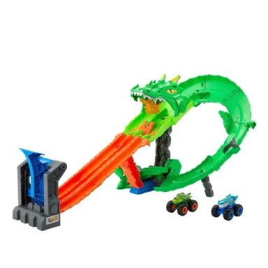 VEHÍCULO HOT WHEELS PISTA TIBURONES VS. DINOSAURIOS DESTRUCCIÓN