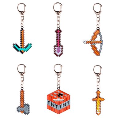 PACK DE 3 FIGURAS LLAVERO METALICO MINECRAFT