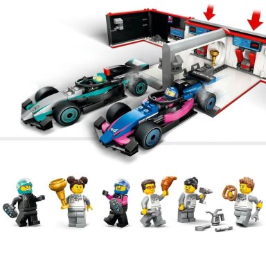 BLOQUES DE CONSTRUCCION LEGO GARAJE Y COCHES MERCEDES AMG Y ALPINE 678 PIEZAS F1 FÓRMULA 1 - 2