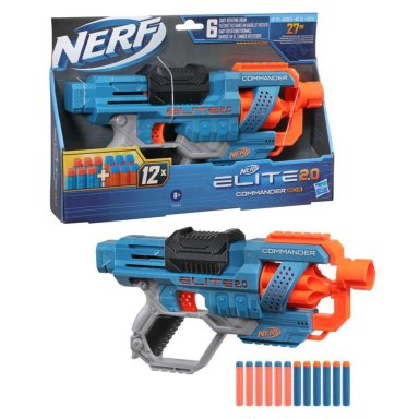 LANZADOR NERF ELITE 2.0 COMMANDER RD-6 3 RIELES TÁCTICOS Y CONECTORES DE CULATA Y CAÑÓN CON 12 DARDOS - 3
