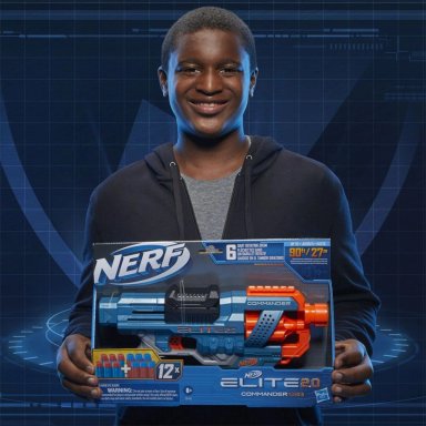LANZADOR NERF ELITE 2.0 COMMANDER RD-6 3 RIELES TÁCTICOS Y CONECTORES DE CULATA Y CAÑÓN CON 12 DARDOS - 9