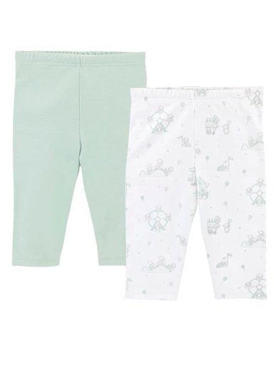 PACK 2 PANTALONES ALGODÓN PIMA UNISEX BABY CLUB CHIC VERDE