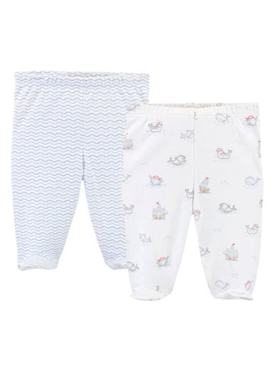 PACK 2 PANTALONES ALGODÓN PIMA NIÑO BABY CLUB CHIC BLANCO LETS KEEP SWIMMING