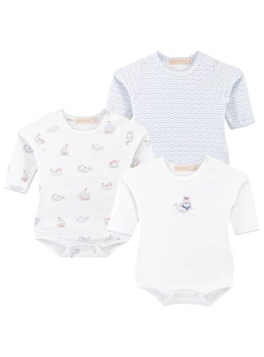 PACK 3 BODYS ALGODÓN PIMA NIÑO BABY CLUB CHIC BLANCO LETS KEEP SWIMMING