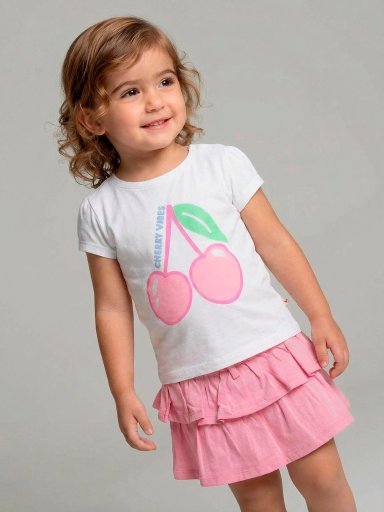 CONJUNTO NEON ALGODÓN POLO + FALDA BEBE NIÑA BABY HARVEST - 2