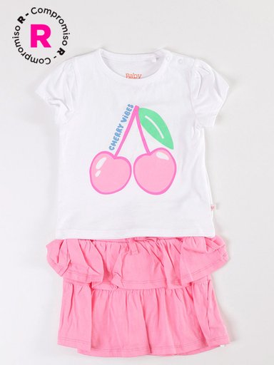 CONJUNTO NEON ALGODÓN POLO + FALDA BEBE NIÑA BABY HARVEST - 5