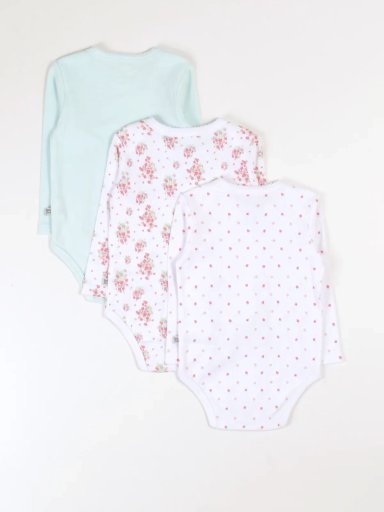 PACK X3 BODYS MANGA LARGA ALGODÓN BEBE NIÑA BABY HARVEST - 2
