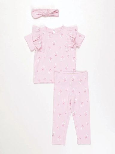 CONJUNTO RIB POLO + LEGGING + VINCHA BEBÉ NIÑA BABY HARVEST - 1