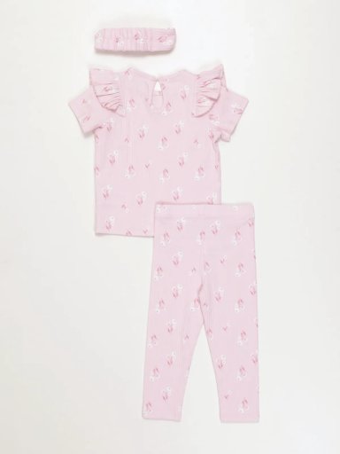 CONJUNTO RIB POLO + LEGGING + VINCHA BEBÉ NIÑA BABY HARVEST - 2