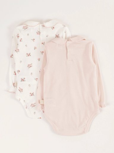 PACK X2 BODYS CON CUELLO MANGA LARGA BEBE NIÑA BABY HARVEST - 2