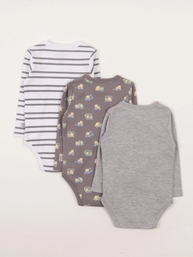 PACK X3 BODYS MANGA LARGA ALGODÓN BEBE NIÑO BABY HARVEST - 2