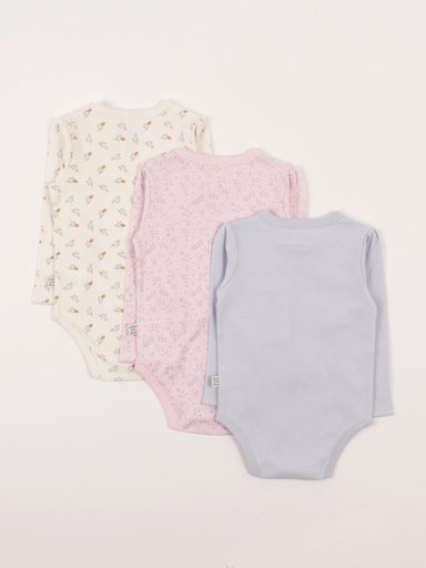 PACK X3 BODYS MANGA LARGA ALGODÓN BEBE NIÑA BABY HARVEST - 2