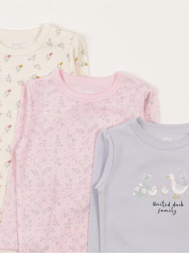 PACK X3 BODYS MANGA LARGA ALGODÓN BEBE NIÑA BABY HARVEST - 3