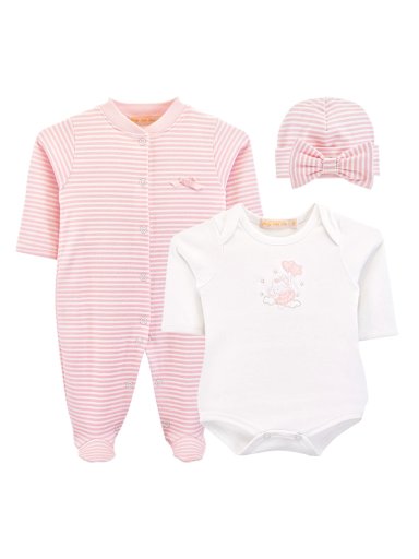 AJUAR ALGODÓN PIMA NIÑA BABY CLUB BLANCO REORDEN 3 PIEZAS