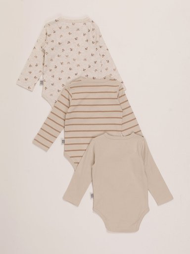 PACK X3 BODYS MANGA LARGA ALGODÓN BEBE NIÑO BABY HARVEST - 2