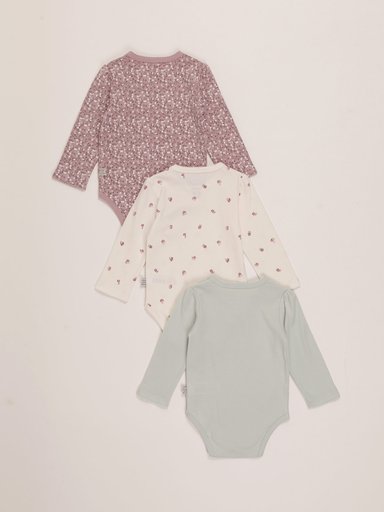 PACK X3 BODYS MANGA LARGA ALGODÓN BEBE NIÑA BABY HARVEST - 2