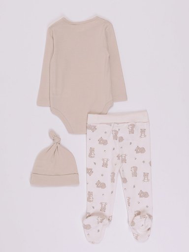 CONJUNTO ALGODÓN BODY + PANTALON + GORRO BEBE NIÑO BABY HARVEST - 2
