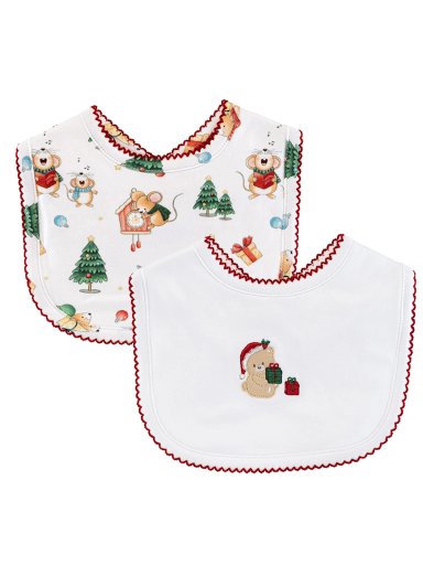PACK X2 BABEROS ALGODÓN BABY CLUB CHIC TEDDY CHRISTMAS