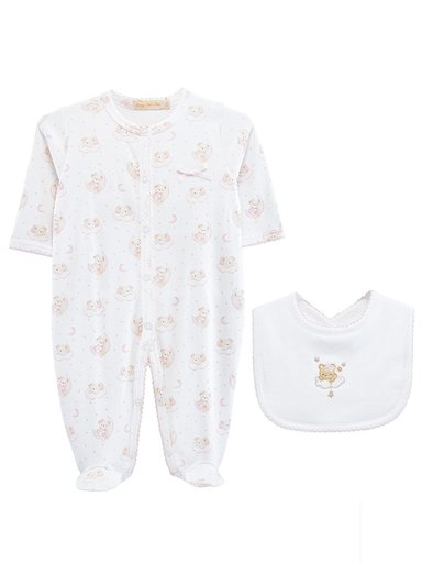 CONJUNTO ENTERIZO Y BABERO ALGODÓN NIÑA BABY CLUB CHIC TIME TO SLEEP