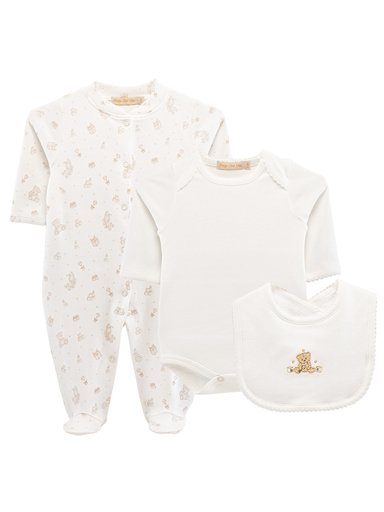 AJUAR X3 PIEZAS ALGODÓN UNISEX BABY CLUB CHIC VINTAGE TOY