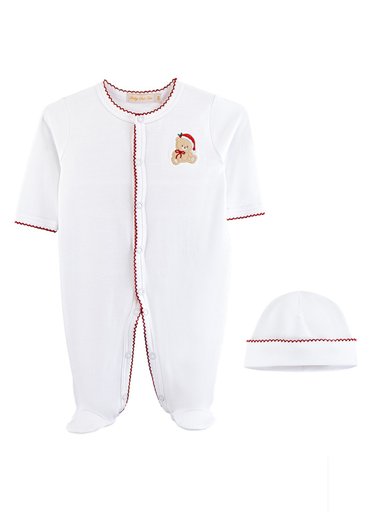CONJUNTO ENTERIZO Y GORRO ALGODÓN UNISEX BABY CLUB CHIC TEDDY CHRISTMAS