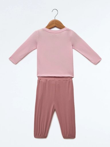 CONJUNTO RIB ALGODÓN POLO + PANTALON BEBE NIÑA BABY HARVEST - 2