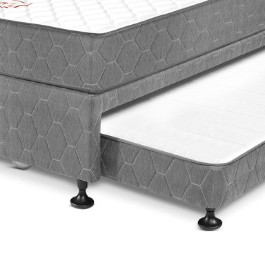 CAMA DIVÁN PARAÍSO 1.5 PLAZAS GRIS + 1 ALMOHADA + PROTECTOR - 2