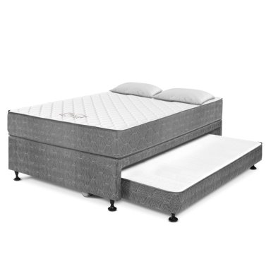 CAMA DIVÁN PARAÍSO 2 PLAZAS GRIS + 2 ALMOHADAS + PROTECTOR - 1