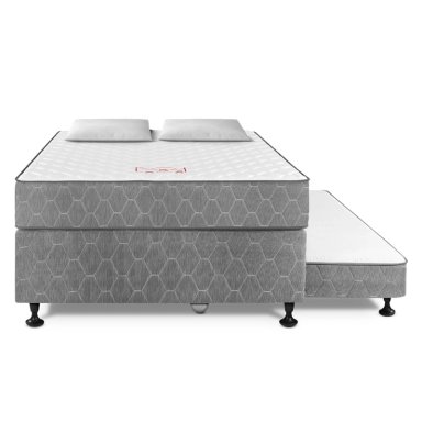 CAMA DIVÁN PARAÍSO 2 PLAZAS GRIS + 2 ALMOHADAS + PROTECTOR - 3