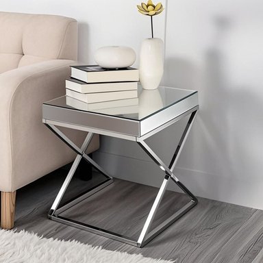 MESA LATERAL RIPLEY HOME ONIX ACERO INOXIDABLE PLATA 56X56 CM - 2
