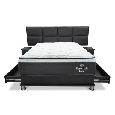 DORMITORIO AMERICANO DRIMER PURE FRESH 2 PLAZAS CON CAJONES KAELA + VELADORES - 2