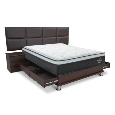 DORMITORIO AMERICANO DRIMER PURE FRESH QUEEN CON CAJONES SOFÍA + VELADORES