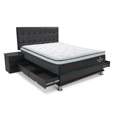DORMITORIO AMERICANO DRIMER PURE FRESH 2 PLAZAS CON CAJONES FACUNDO + VELADORES